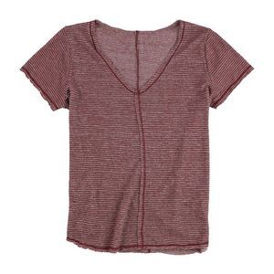 Tags Weekly Womens Striped Basic T-Shirt, Red, M, DM
